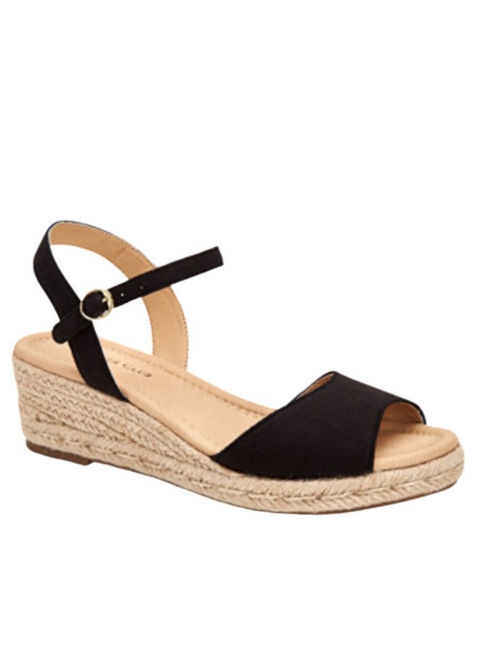 Charter Club Espadrille Wedge Sandals Ankle Strap Black Size 10